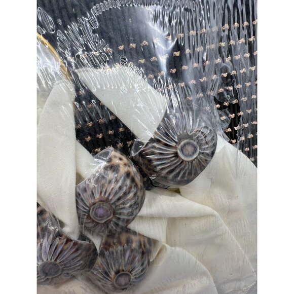 24 Pc Capiz Coasters Rattan Placemats Cowrie Shell Napkin Rings Lace Napkins Set - Picture 3 of 10